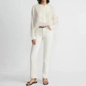 NWOT Lafayette 148 New York Reeve High Waist Ankle Jeans - Ecru Size 32